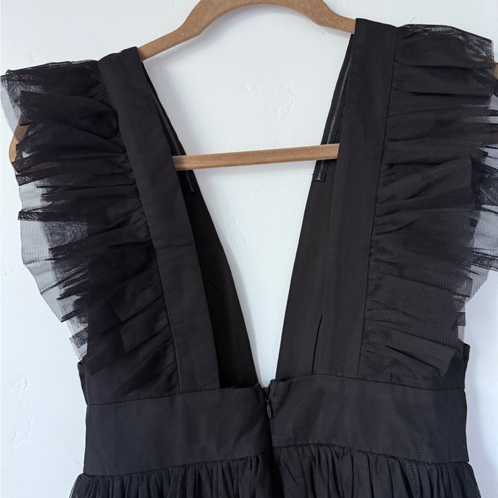 NWT Lulu's Black Maxi Dress with Ruffle Sleeves - Picture 9 of 9